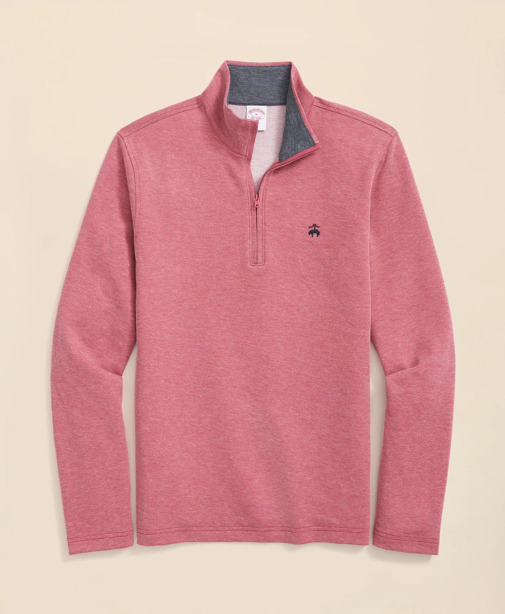 Cotton Blend Pique Half-Zip, image 1