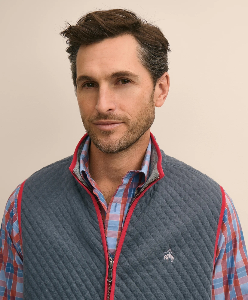 Cotton-Blend Diamond-Quilted Full-Zip Vest, image 4