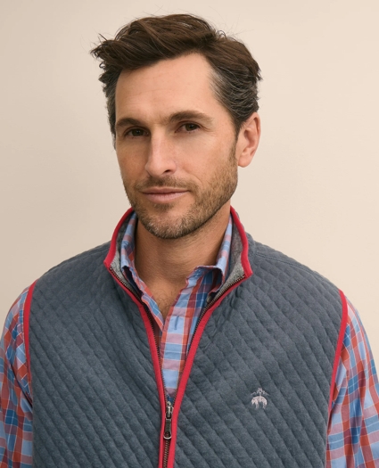 Cotton-Blend Diamond-Quilted Full-Zip Vest, image 4