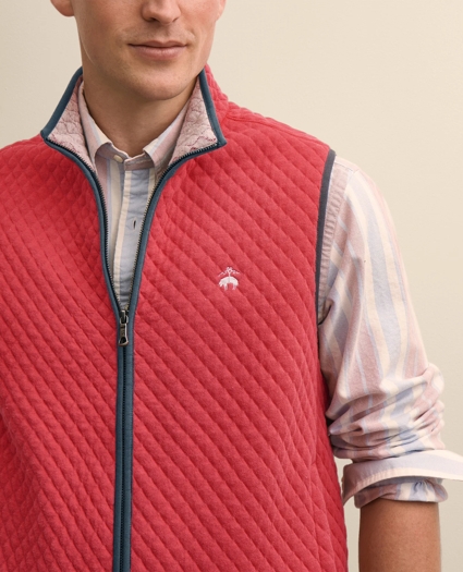 Cotton-Blend Diamond-Quilted Full-Zip Vest, image 3