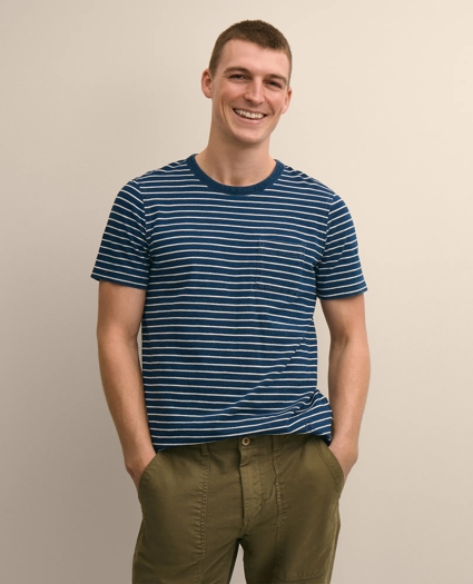 Cotton Mariner Stripe Indigo T-Shirt, image 1