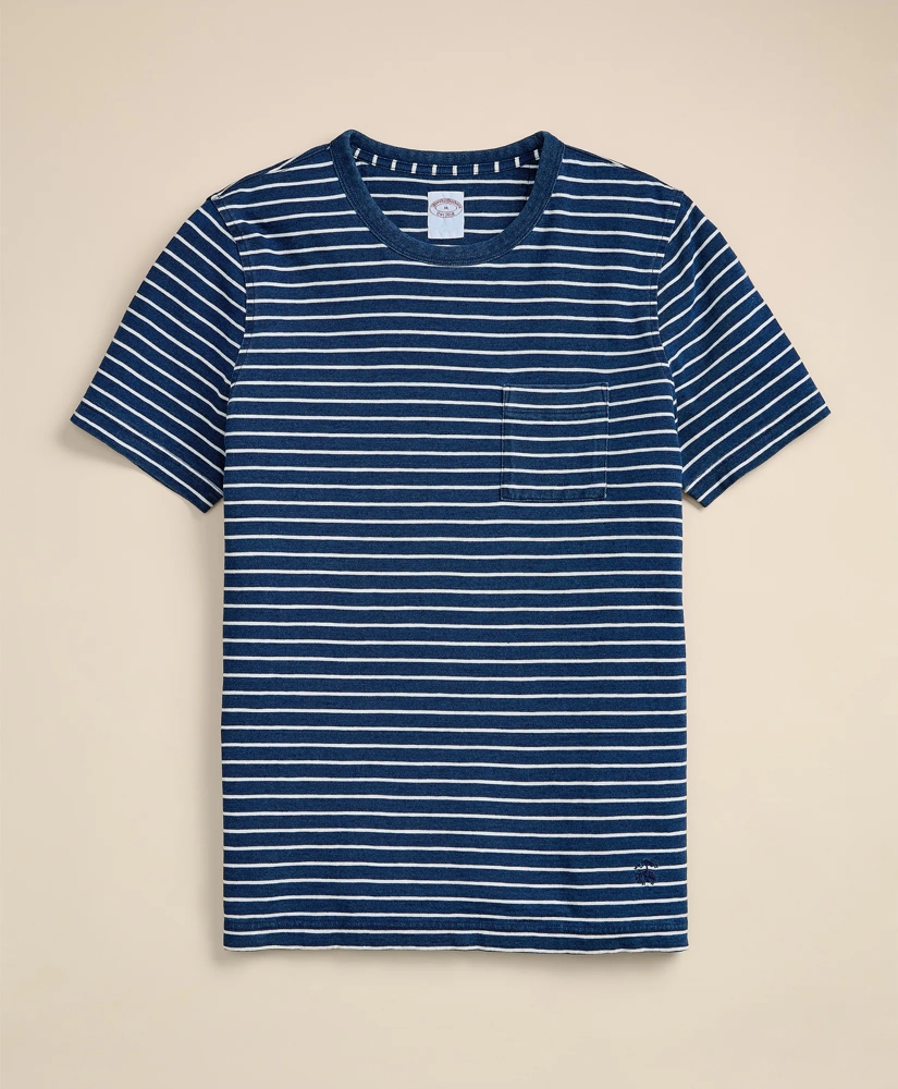 Cotton Mariner Stripe Indigo T-Shirt, image 3