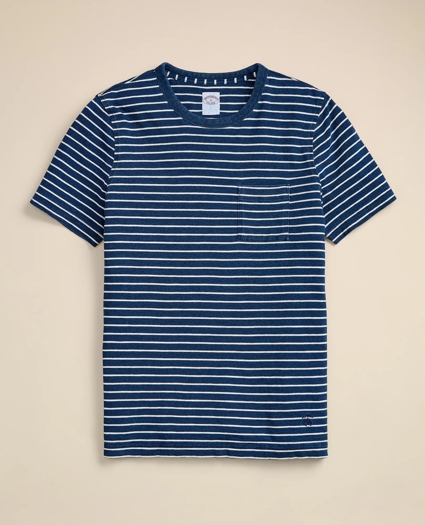 Cotton Mariner Stripe Indigo T-Shirt, image 3