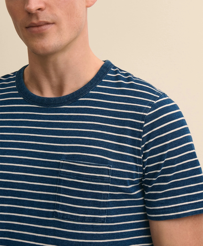 Cotton Mariner Stripe Indigo T-Shirt, image 4