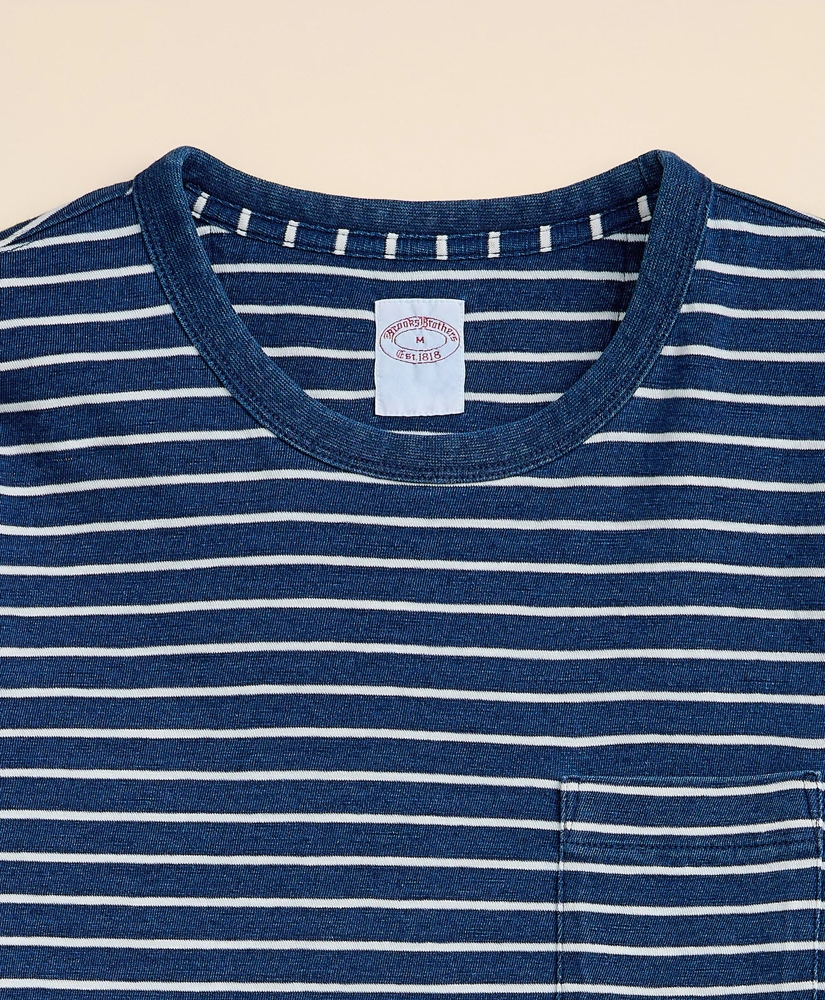 Cotton Mariner Stripe Indigo T-Shirt, image 7
