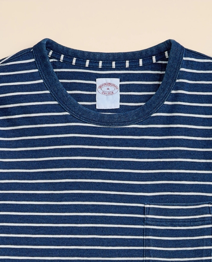 Cotton Mariner Stripe Indigo T-Shirt, image 7