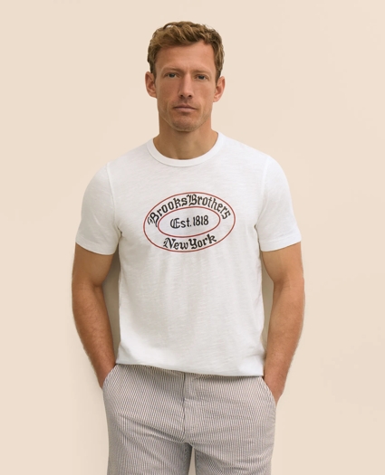 Cotton Slub Emblem Graphic T-Shirt, image 1