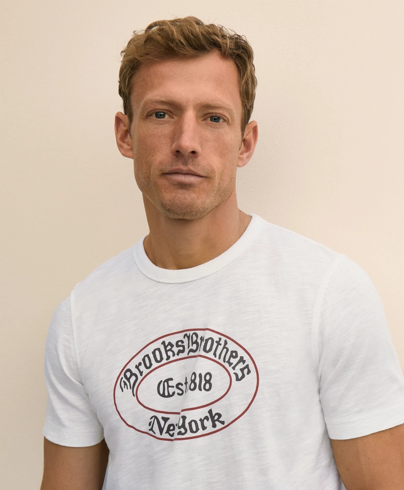 Cotton Slub Emblem Graphic T-Shirt, image 2