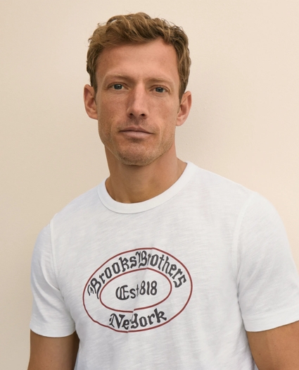 Cotton Slub Emblem Graphic T-Shirt, image 2