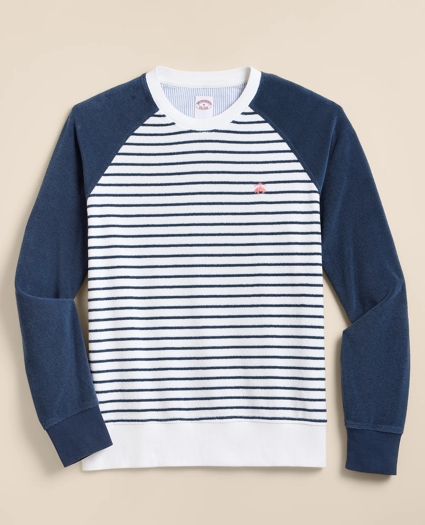 Cotton Blend Terry Cloth Stripe Sweatshirt, image 1