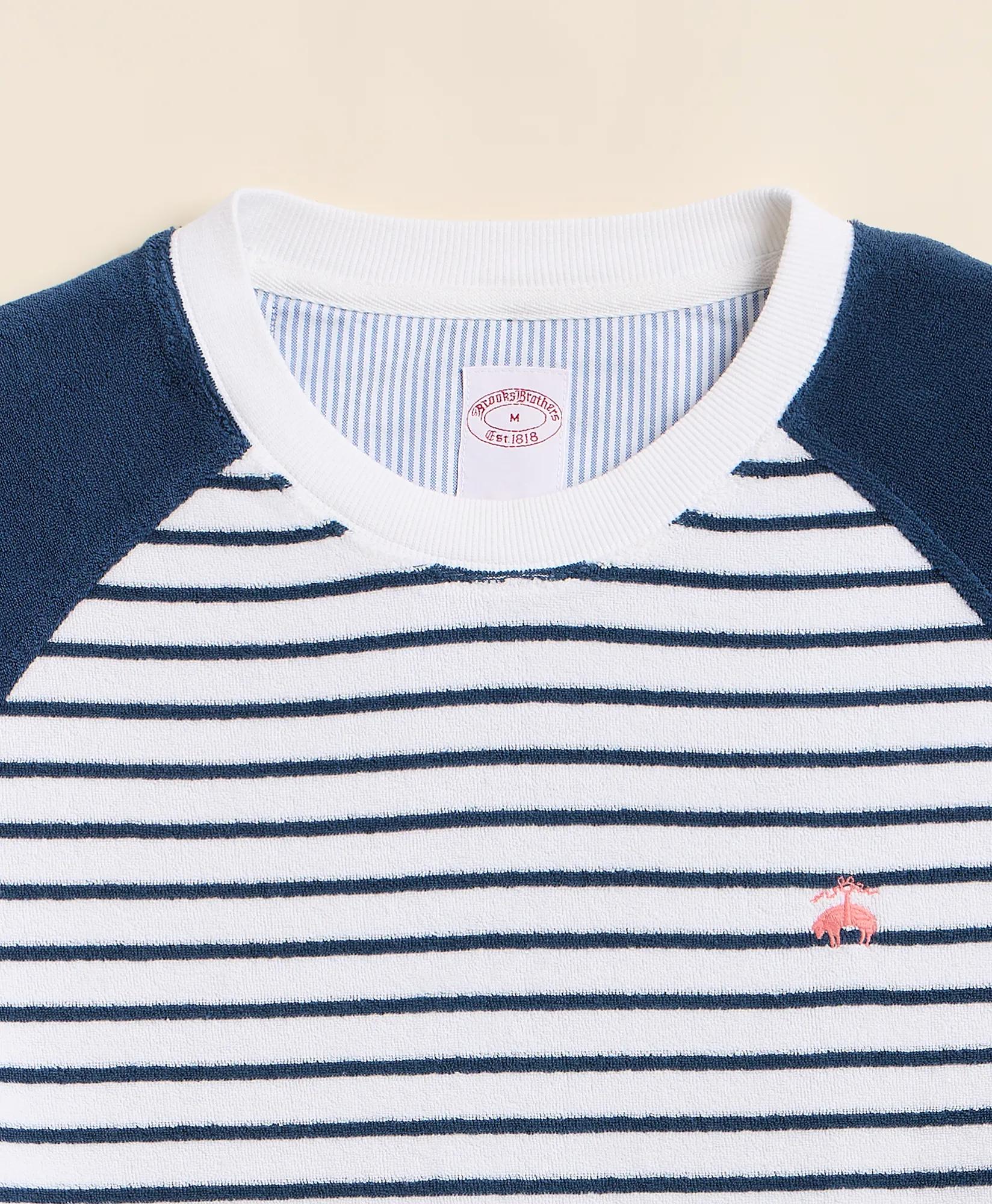 Cotton Blend Terry Cloth Stripe Sweatshirt, image 2