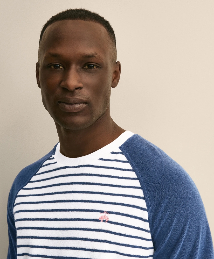 Cotton Blend Terry Cloth Stripe Sweatshirt, image 2