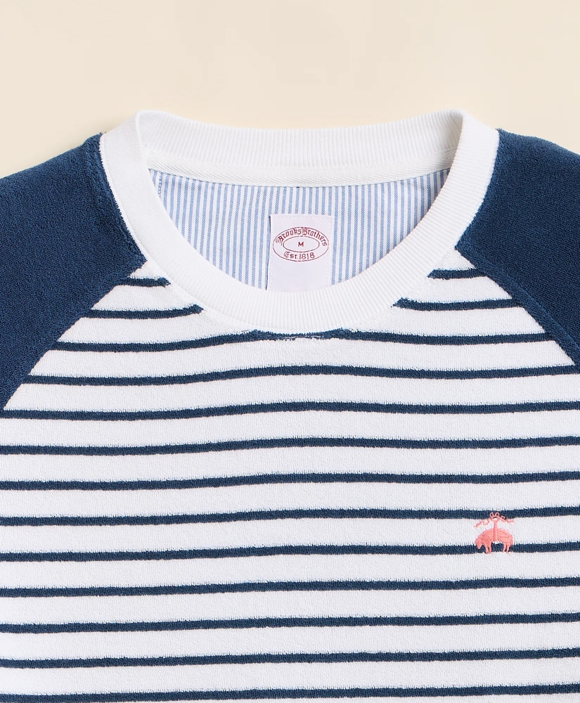 Cotton Blend Terry Cloth Stripe Sweatshirt, image 4