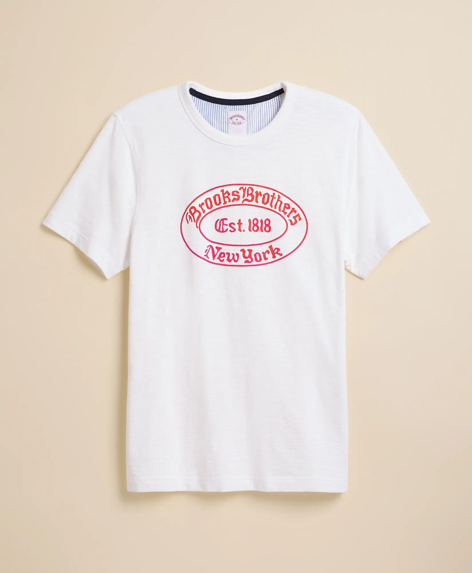 Cotton Slub Knit Brooks Brothers Graphic T-Shirt, image 1