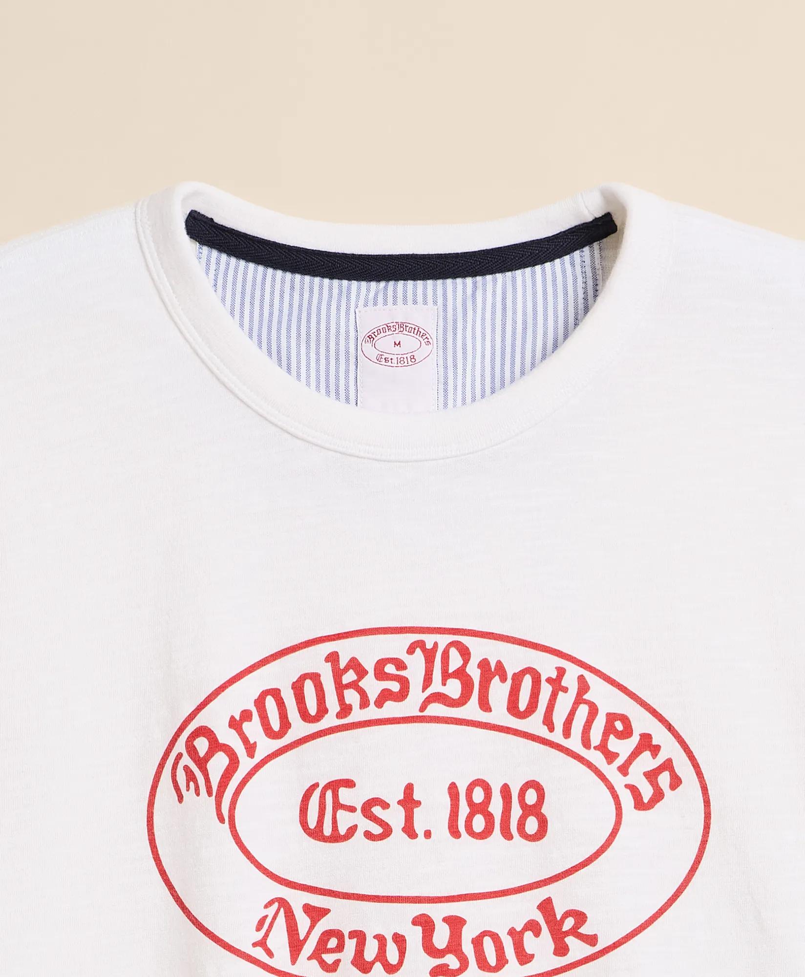 Cotton Slub Knit Brooks Brothers Graphic T-Shirt, image 2