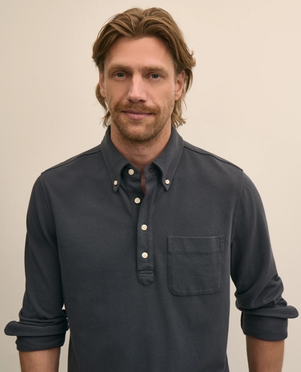 Cotton Pique Popover Polo Shirt, image 2