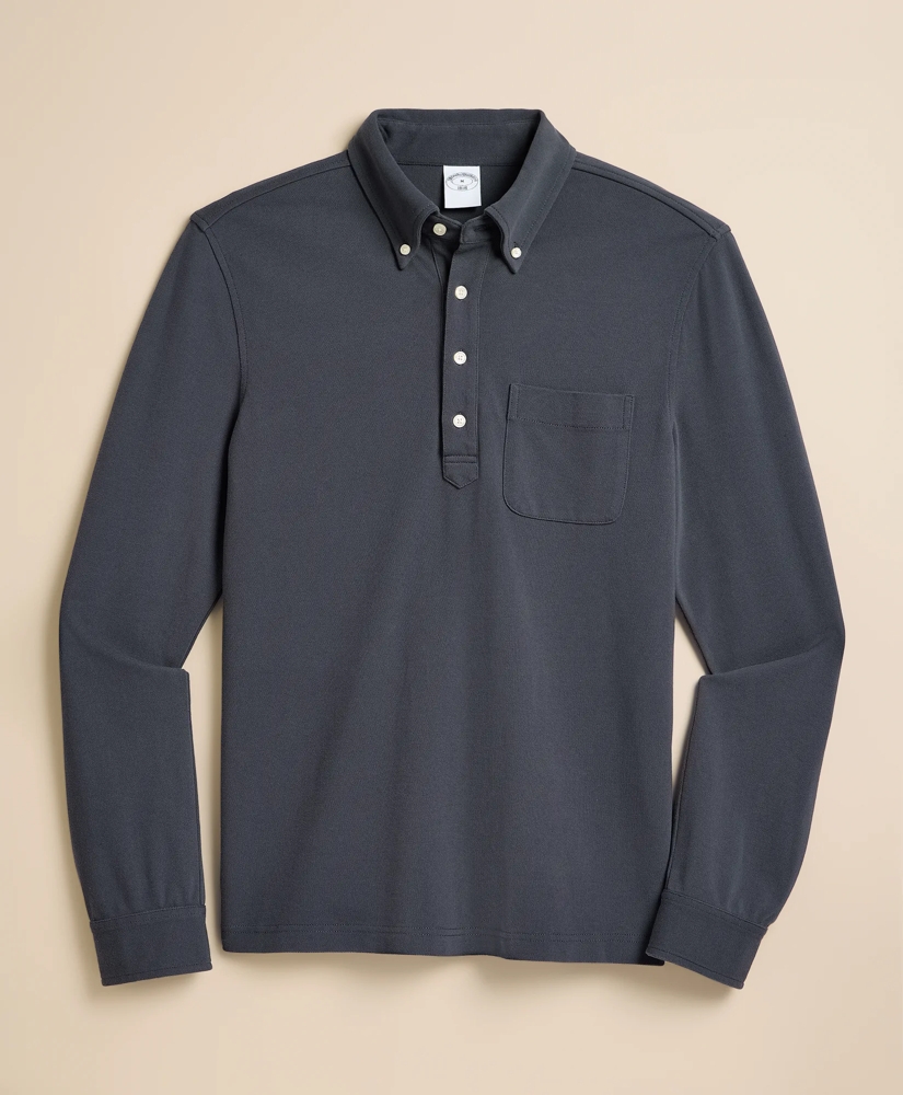 Cotton Pique Popover Polo Shirt, image 4