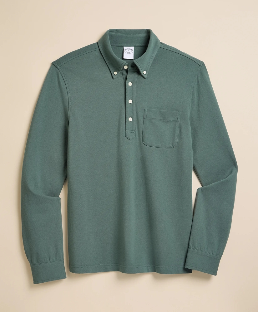 Cotton Pique Popover Polo Shirt, image 4