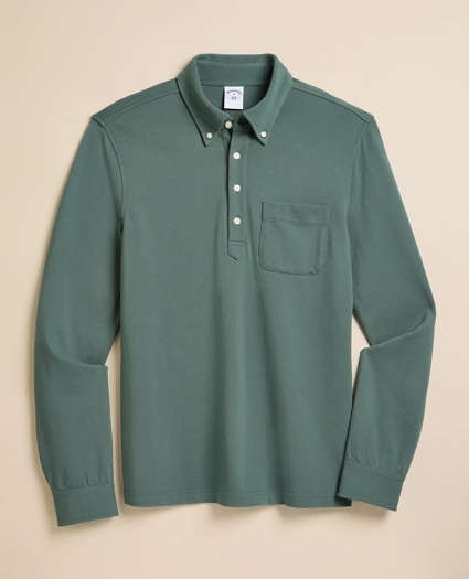 Cotton Pique Popover Polo Shirt, image 4