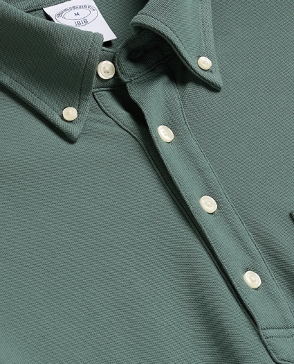 Cotton Pique Popover Polo Shirt, image 5