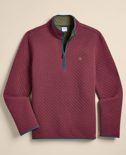 Cotton Blend Diamond-Quilted Quarter-Zip