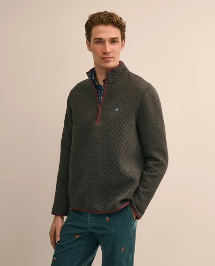 Cotton Blend Diamond-Quilted Quarter-Zip, image 1