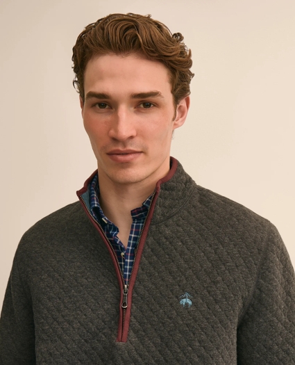 Cotton Blend Diamond-Quilted Quarter-Zip, image 2
