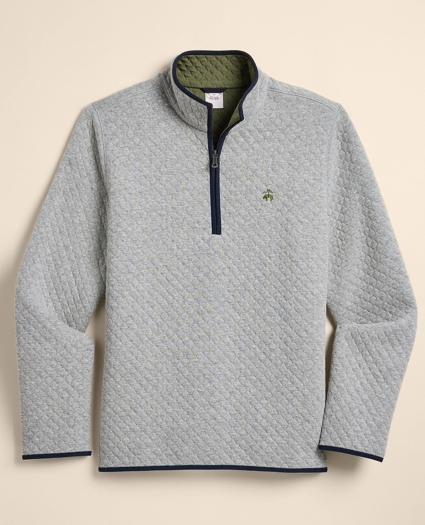 Cotton Blend Diamond-Quilted Quarter-Zip