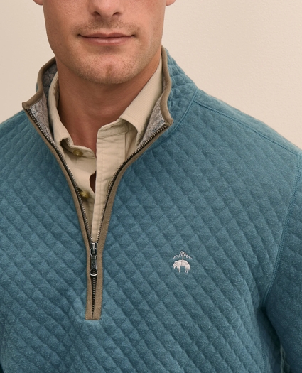 Cotton Blend Diamond-Quilted Quarter-Zip, image 2