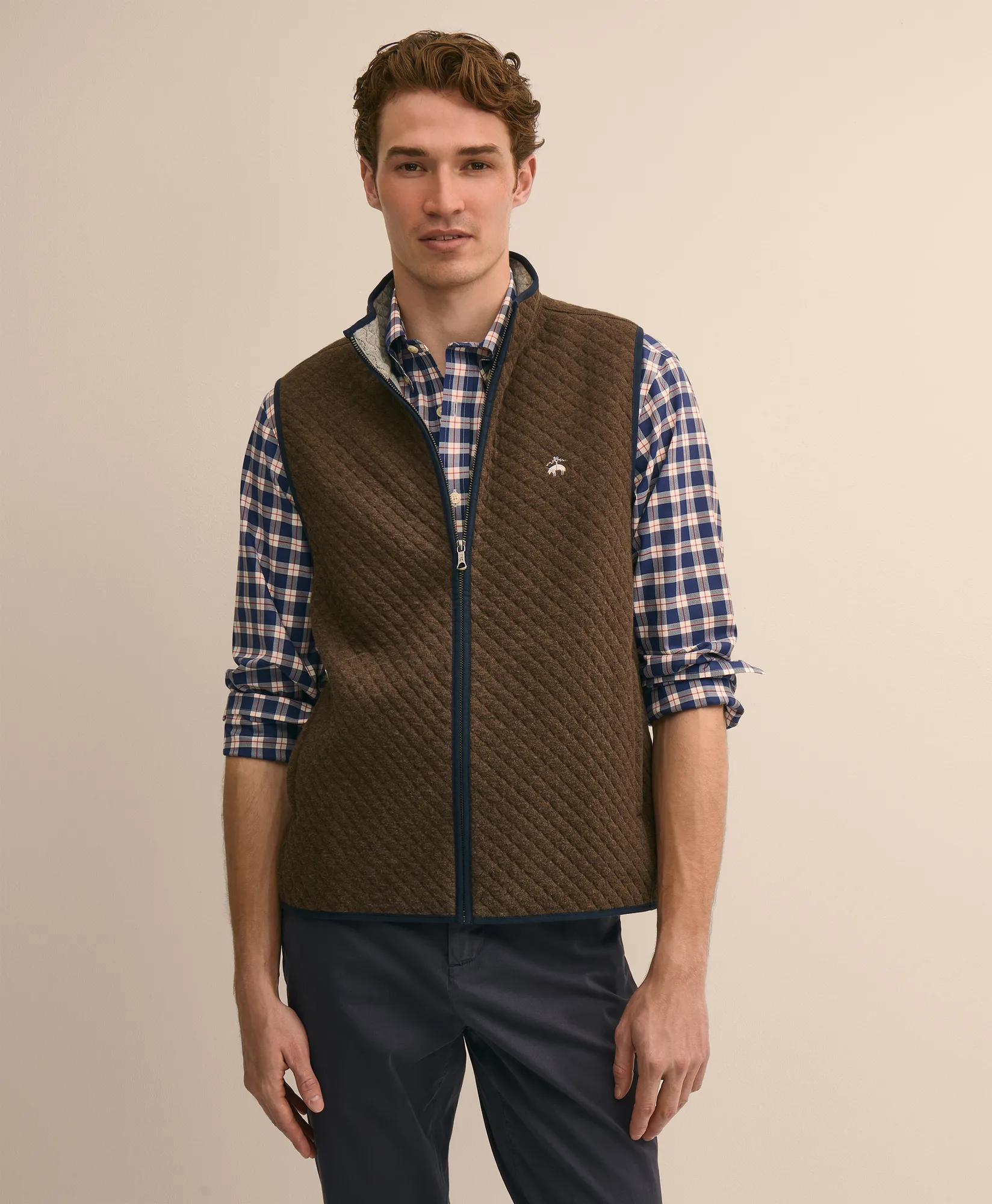 Cotton Blend Diamond-Quilted Vest, image 1