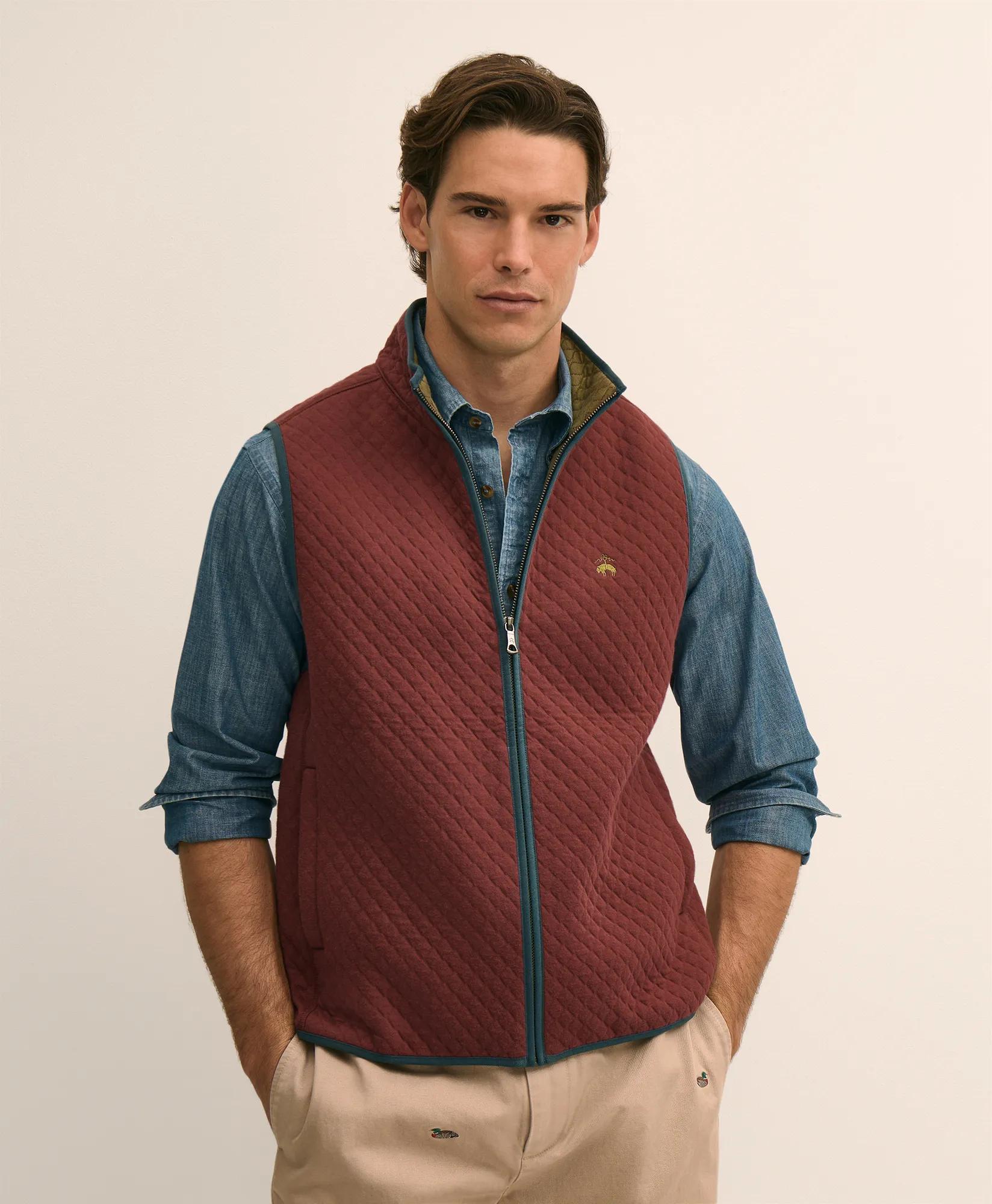 Cotton Blend Diamond-Quilted Vest, image 1
