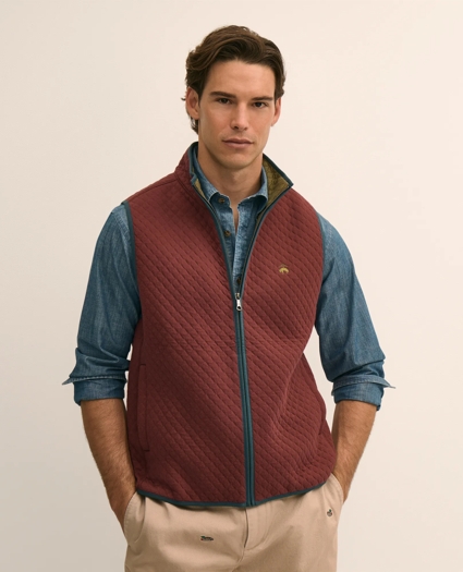 Cotton Blend Diamond-Quilted Vest