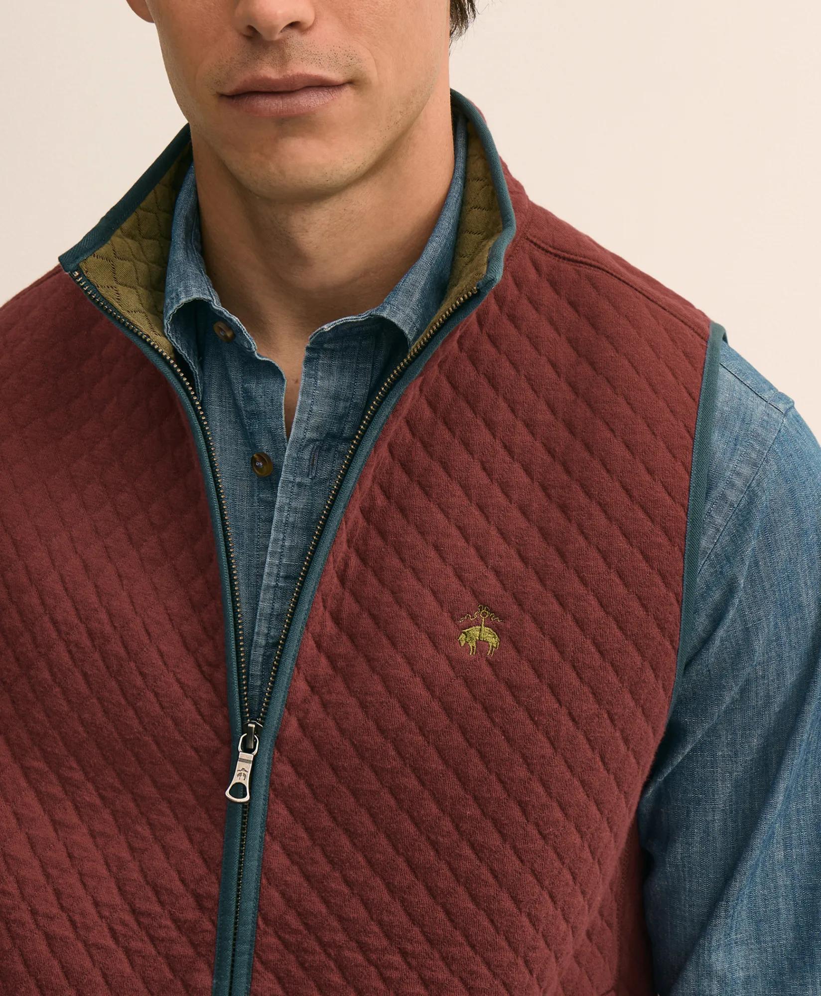 Cotton Blend Diamond-Quilted Vest, image 2