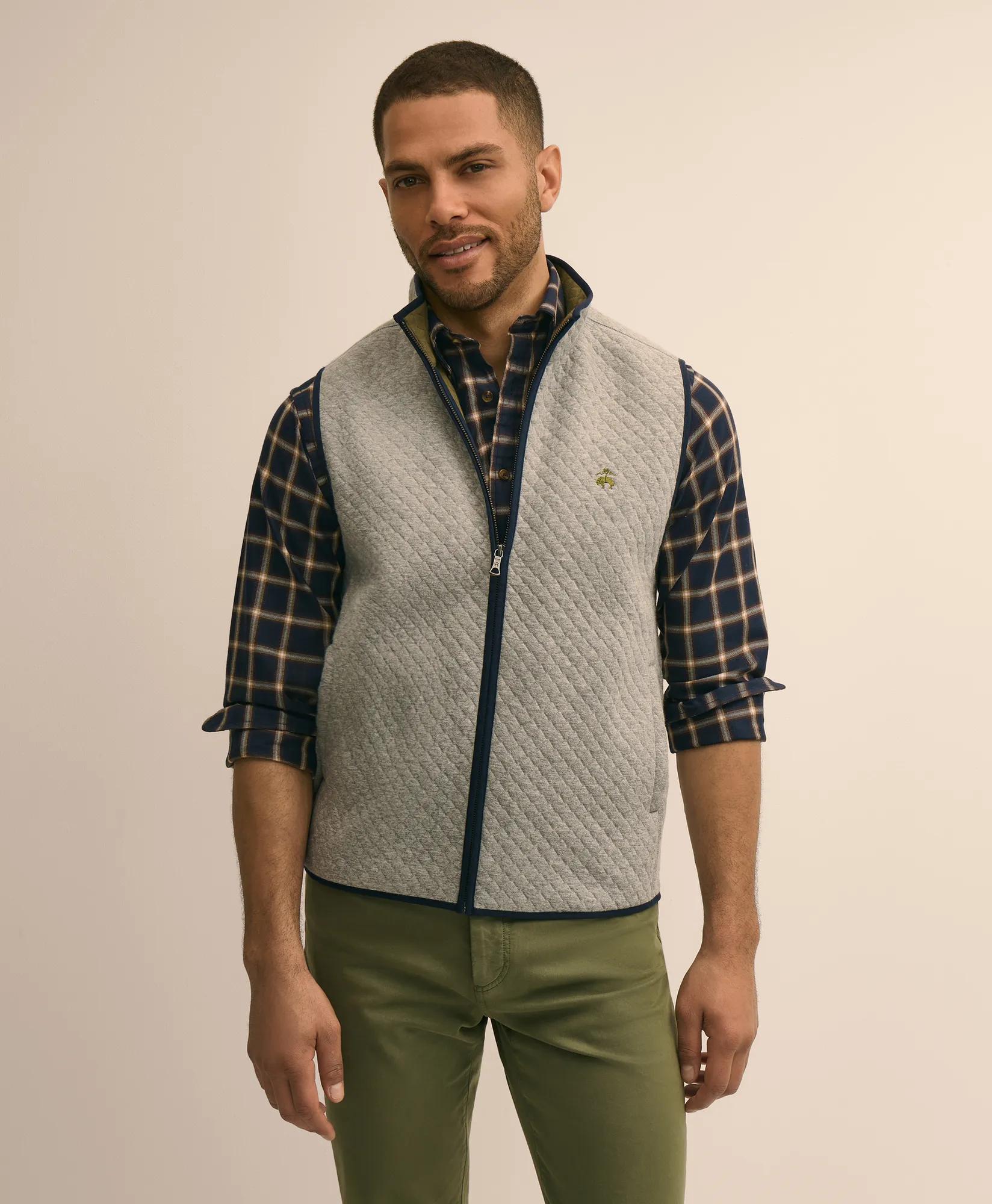 Cotton Blend Diamond-Quilted Vest, image 1