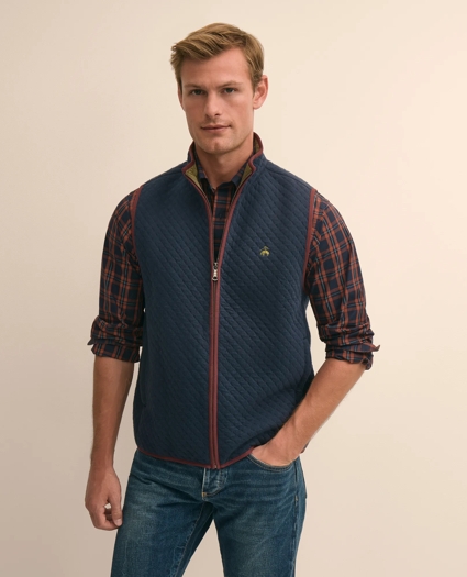 Cotton Blend Diamond-Quilted Vest