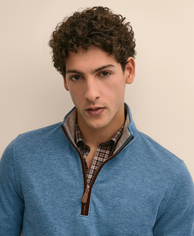 Cotton Blend Pique Quarter-Zip, image 3