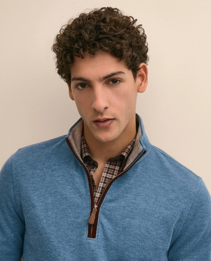 Cotton Blend Pique Quarter-Zip, image 3