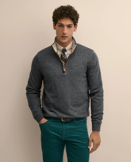 Cotton Blend Pique Quarter-Zip, image 1