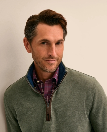Cotton Blend Pique Quarter-Zip, image 3