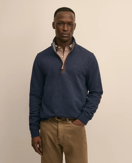 Cotton Blend Pique Quarter-Zip, image 1