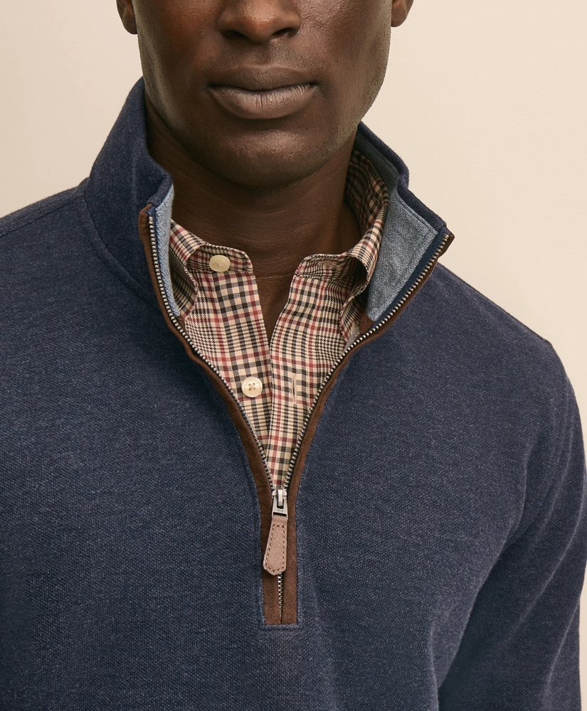 Cotton Blend Pique Quarter-Zip, image 3