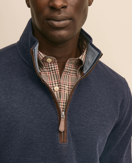 Cotton Blend Pique Quarter-Zip, image 3