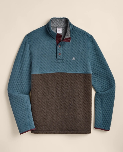 Cotton Blend Quilted Color Blocked Quarter-Zip, image 2
