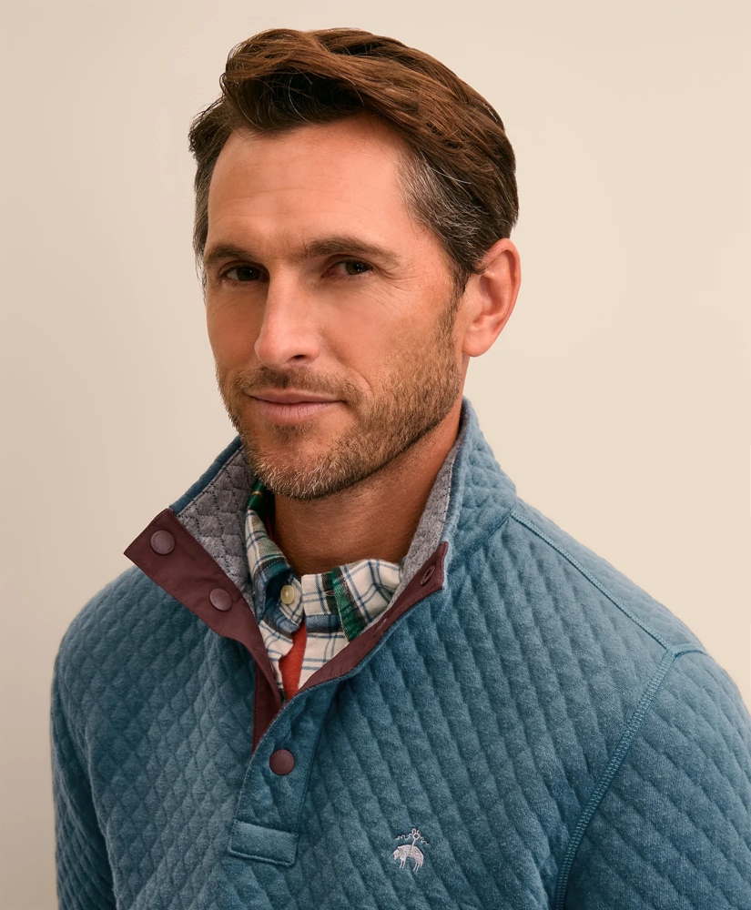 Cotton Blend Quilted Color Blocked Quarter-Zip, image 3