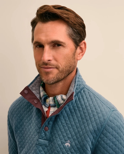 Cotton Blend Quilted Color Blocked Quarter-Zip, image 3