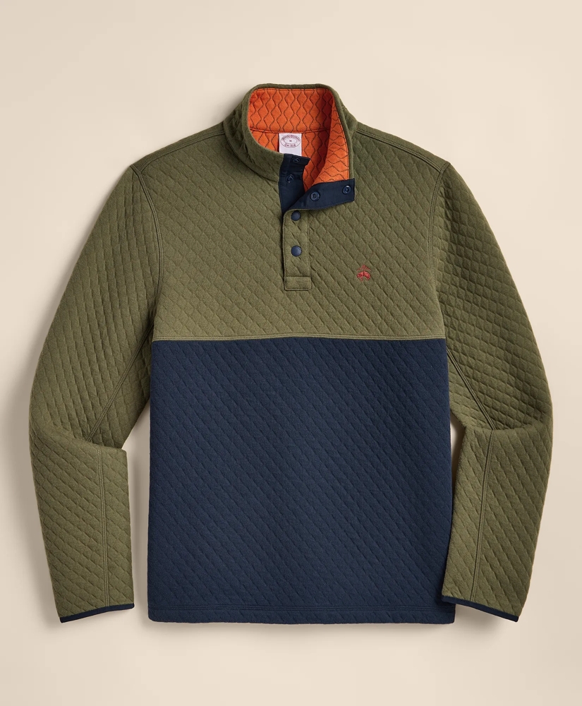 Cotton Blend Quilted Color Blocked Quarter-Zip, image 2