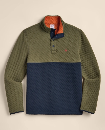 Cotton Blend Quilted Color Blocked Quarter-Zip, image 2
