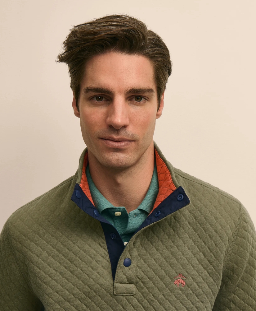 Cotton Blend Quilted Color Blocked Quarter-Zip, image 3