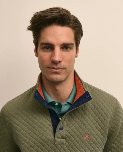 Cotton Blend Quilted Color Blocked Quarter-Zip, image 3