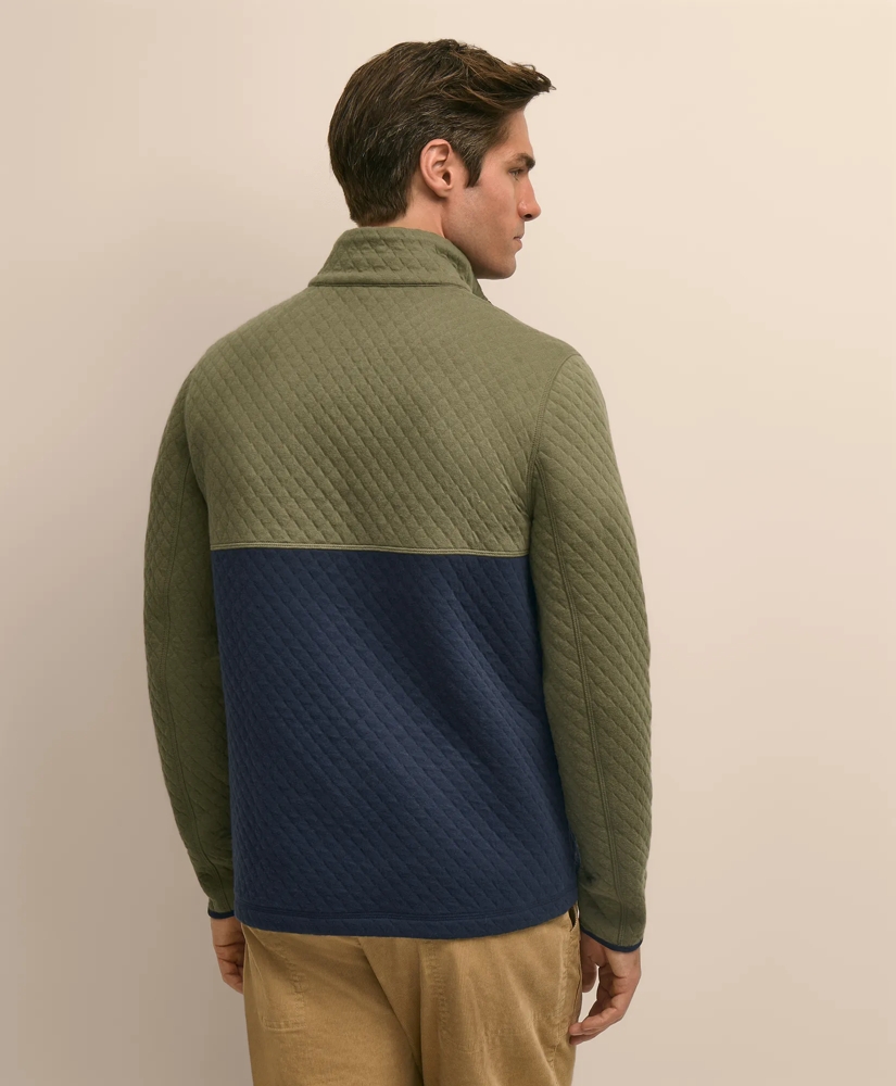 Cotton Blend Quilted Color Blocked Quarter-Zip, image 4